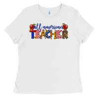 White all american teacher Ladies Tee - Artiststas