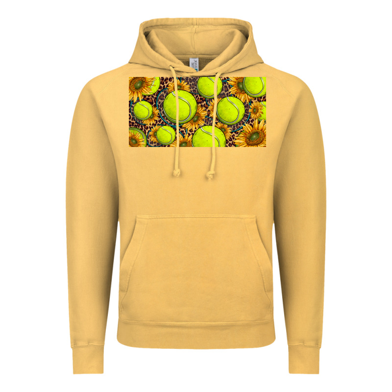 Tennis Ball With Sunflower And Racket  Licence Plato Vintage Hoodie by BarkalooDesign | Teevron