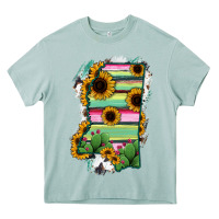 Arona Mississippi Map Sunflower Cactus Serape Heavy Core Tee - RanaPortraitStore