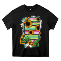 Black Mississippi Map Sunflower Cactus Serape Heavy Core Tee - RanaPortraitStore