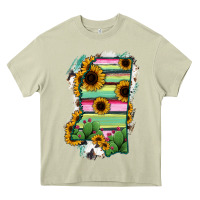 Mossy Mississippi Map Sunflower Cactus Serape Heavy Core Tee - RanaPortraitStore
