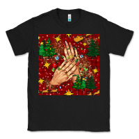 Black christmas nails and trees with leopard and plaid seamless pattern bbs Classic Tee - BundleAndBundleShop