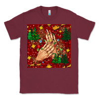Burgundy christmas nails and trees with leopard and plaid seamless pattern bbs Classic Tee - BundleAndBundleShop