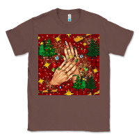Chestnut christmas nails and trees with leopard and plaid seamless pattern bbs Classic Tee - BundleAndBundleShop