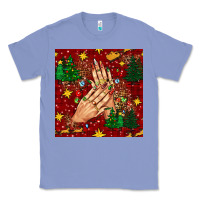 Colony Blue christmas nails and trees with leopard and plaid seamless pattern bbs Classic Tee - BundleAndBundleShop