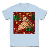 Dusty Blue christmas nails and trees with leopard and plaid seamless pattern bbs Classic Tee - BundleAndBundleShop