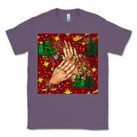 Lavender christmas nails and trees with leopard and plaid seamless pattern bbs Classic Tee - BundleAndBundleShop