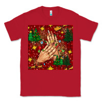 Red christmas nails and trees with leopard and plaid seamless pattern bbs Classic Tee - BundleAndBundleShop