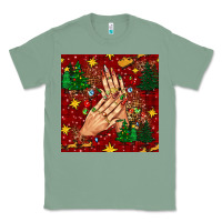 Sage christmas nails and trees with leopard and plaid seamless pattern bbs Classic Tee - BundleAndBundleShop