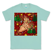 Seafoam christmas nails and trees with leopard and plaid seamless pattern bbs Classic Tee - BundleAndBundleShop
