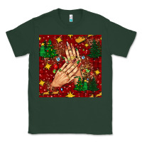 Sports Green christmas nails and trees with leopard and plaid seamless pattern bbs Classic Tee - BundleAndBundleShop
