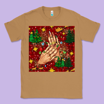 Christmas Nails And Trees With Leopard And Plaid Seamless Pattern Bbs Classic Tee Designed By Bundleandbundleshop