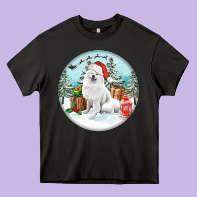 Christmas Samoyed Dog Heavy Core Tee Designed By Fadigitalartstudio
