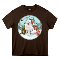 Chocolate Brown Christmas samoyed dog Heavy Core Tee - FaDigitalArtStudio