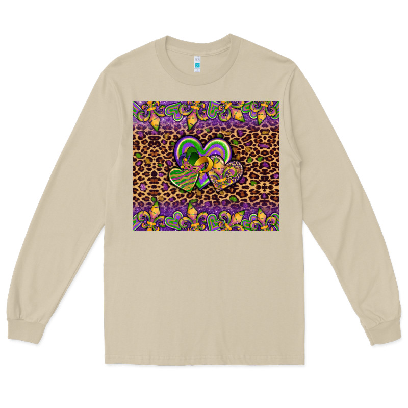 Mardi Gras Fleur De Lis Hearts Leopard Glitter Long Sleeve Tee by Artiststas | Teevron