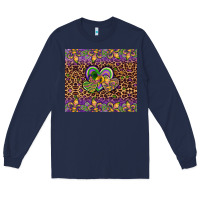 Navy mardi gras fleur de lis hearts leopard glitter Long Sleeve Tee - Artiststas