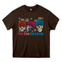 Chocolate Brown tis the season skull winter Heavy Core Tee - FaDigitalArtStudio