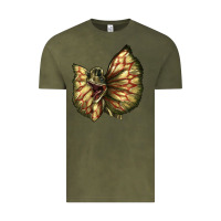 Vintage Olive dilophosaurus face Vintage Tee - LillyAllenDesigns