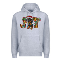 Heather Grey dachshund puppy christmas joy Premium Hoodie - BarkalooDesign