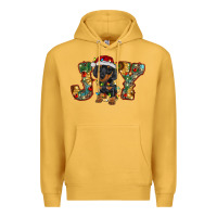 Mustard dachshund puppy christmas joy Premium Hoodie - BarkalooDesign