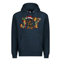 Navy dachshund puppy christmas joy Premium Hoodie - BarkalooDesign