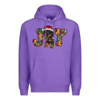 Purple dachshund puppy christmas joy Premium Hoodie - BarkalooDesign