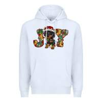 White dachshund puppy christmas joy Premium Hoodie - BarkalooDesign