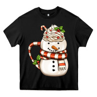 Black Christmas Snowman Coffee Cup Heavy Core Tee - FaDigitalArtStudio
