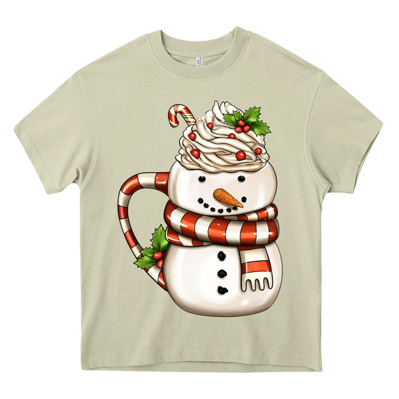 Christmas Snowman Coffee Cup Heavy Core Tee by FaDigitalArtStudio | Teevron