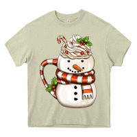 Mossy Christmas Snowman Coffee Cup Heavy Core Tee - FaDigitalArtStudio