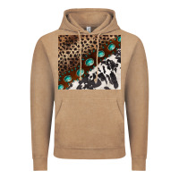 Vintage Coffee leopard and cowhide gemstone leather Vintage Hoodie - BarkalooDesign