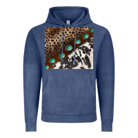 Vintage Denim leopard and cowhide gemstone leather Vintage Hoodie - BarkalooDesign