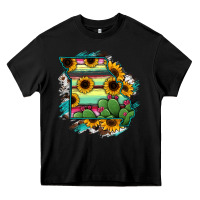 Black Missouri Map Sunflower Cactus Serape Heavy Core Tee - RanaPortraitStore