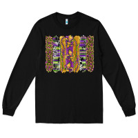 Black mardi gras fleur de lis cowhide serape leopard glitter brushstrokes Long Sleeve Tee - Artiststas