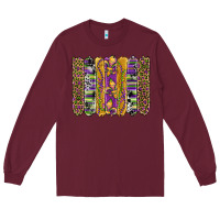 Burgundy mardi gras fleur de lis cowhide serape leopard glitter brushstrokes Long Sleeve Tee - Artiststas