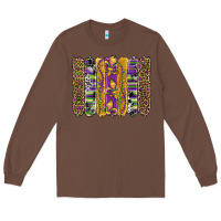 Chestnut mardi gras fleur de lis cowhide serape leopard glitter brushstrokes Long Sleeve Tee - Artiststas