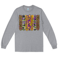 Mardi Gras Fleur De Lis Cowhide Serape Leopard Glitter Brushstrokes Long Sleeve Tee | Teevron