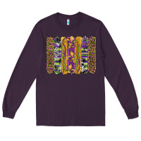 Plum mardi gras fleur de lis cowhide serape leopard glitter brushstrokes Long Sleeve Tee - Artiststas