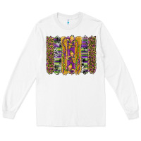 White mardi gras fleur de lis cowhide serape leopard glitter brushstrokes Long Sleeve Tee - Artiststas