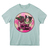 Arona Pink Merry Christmas Pig Heavy Core Tee - FaDigitalArtStudio
