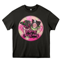 Asphalt Pink Merry Christmas Pig Heavy Core Tee - FaDigitalArtStudio