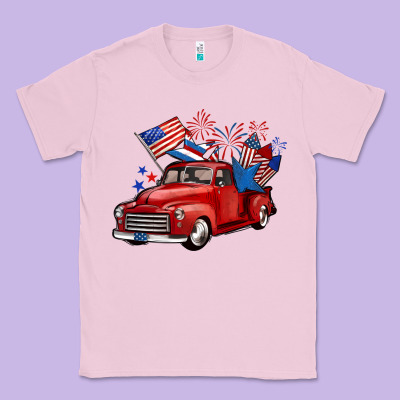 American Truck 4th Of July Classic Tee Designed By Barkaloodesign