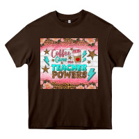 Chocolate Brown coffee gives me teacher powers tumbler Heavy Core Tee - BundleAndBundleShop