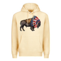 Pina Colada american bison with indian headdress Premium Hoodie - RanaPortraitStore