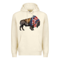 Sandshell american bison with indian headdress Premium Hoodie - RanaPortraitStore