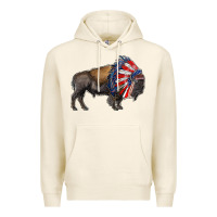 Tofu american bison with indian headdress Premium Hoodie - RanaPortraitStore