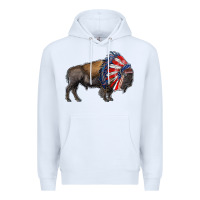 White american bison with indian headdress Premium Hoodie - RanaPortraitStore