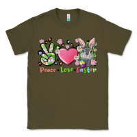 Army Green peace love easter bunny Classic Tee - FaDigitalArtStudio