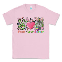Bubblegum Pink peace love easter bunny Classic Tee - FaDigitalArtStudio