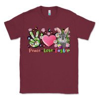 Burgundy peace love easter bunny Classic Tee - FaDigitalArtStudio